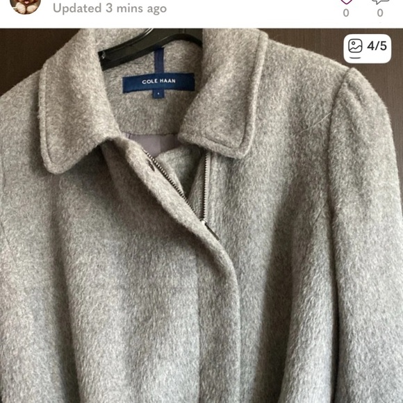 NWT COLE HAAN alpaca gray wool coat size 4 - Picture 4 of 5